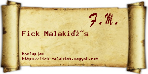 Fick Malakiás névjegykártya